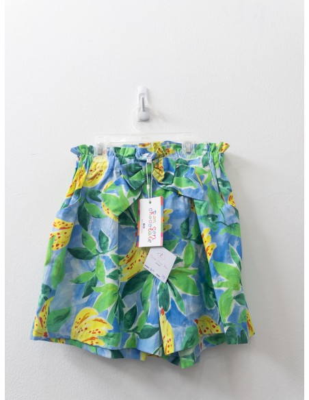 set short celeste con bananas y top celeste