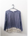 camiseta manga larga azul con caballos plateados