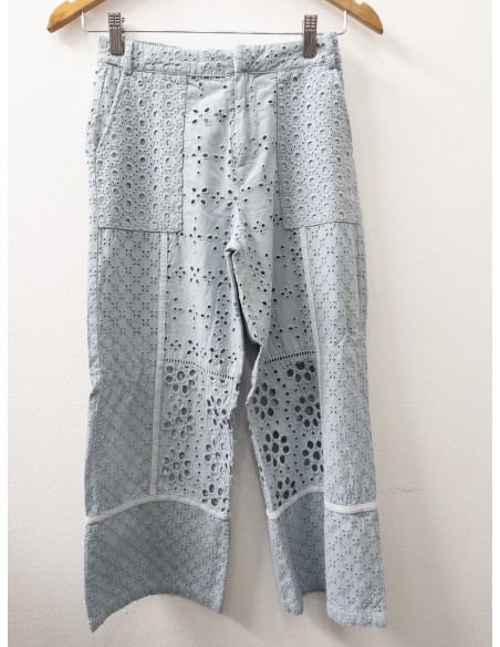 pantalon celeste brocado