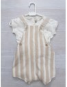 set enterizo rayas beige y top blanco
