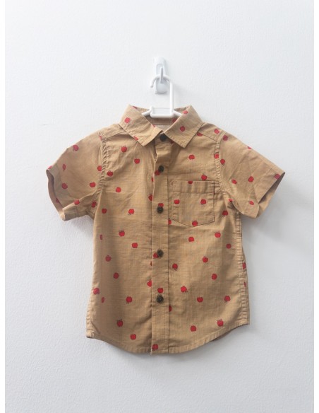 camisa manga corta mostaza con manzanas