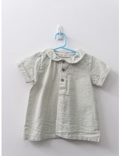 camisa manga corta rayas verdes con blancas