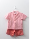 set camisa cuadros salmon y blancos y short salmon