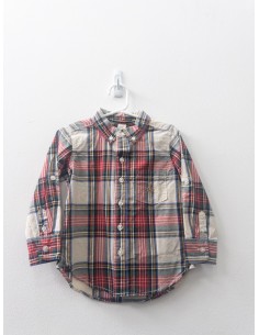 camisa manga larga cuadros rojos y verdes con beige