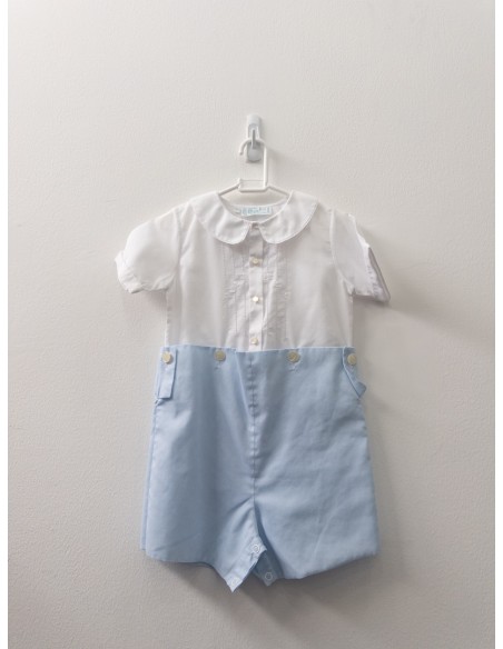 enterizo short celeste y top blanco