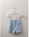 enterizo short celeste y top blanco