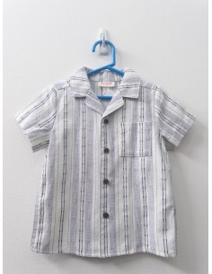 camisa manga corta rayas negras con diseno