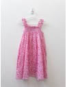 vestido blanco flores fucsias sin mangas