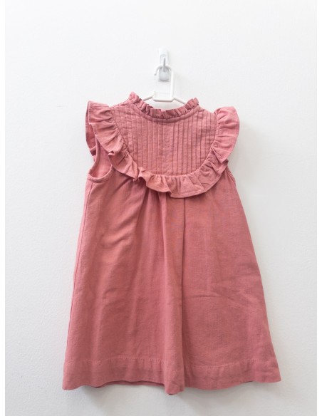 vestido salmon con cuello con detalles