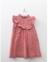 vestido salmon con cuello con detalles