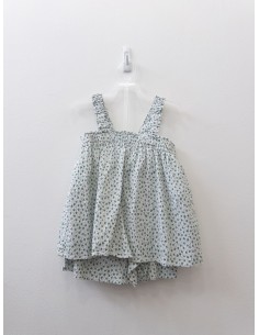 set top blanco flores verdes con short