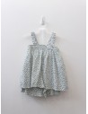 set top blanco flores verdes con short