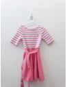 vestido falda rosada y top rayas rosadas