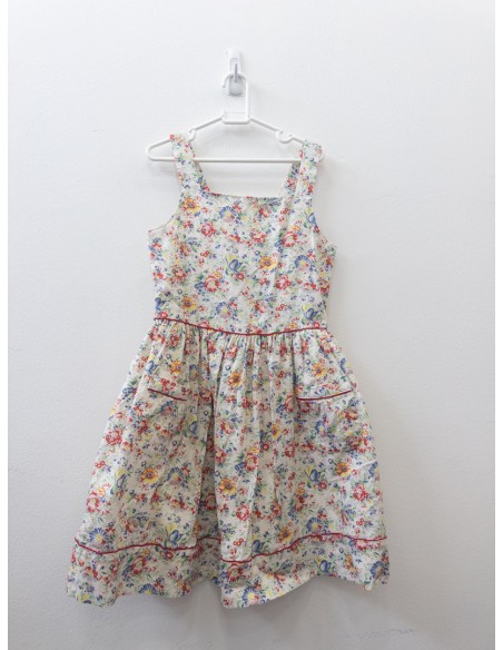 vestido flores azules y rojas y amarillas