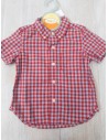 camisa manga corta cuadros celestes y rojos