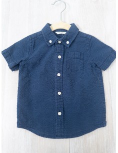 camisa manga corta azul con textura