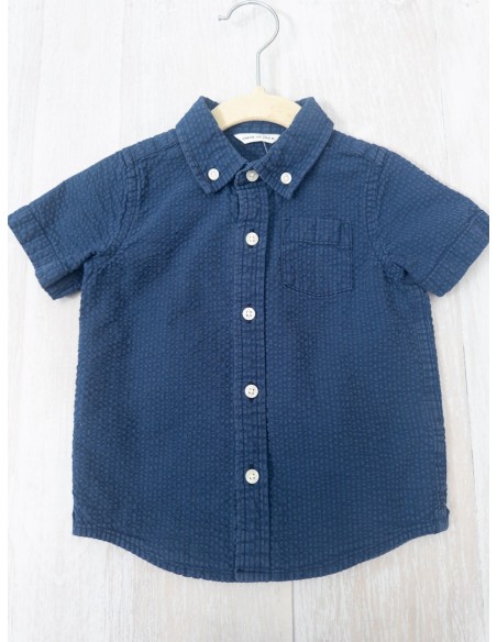 camisa manga corta azul con textura