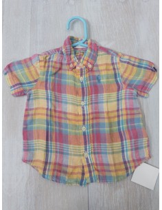 camisa manga corta cuadros de colores pastel