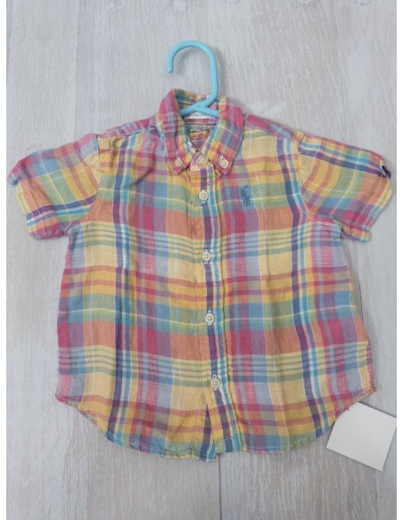 camisa manga corta cuadros de colores pastel