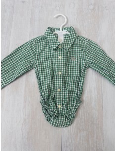 camisa body cuadros verdes con azul oscuro