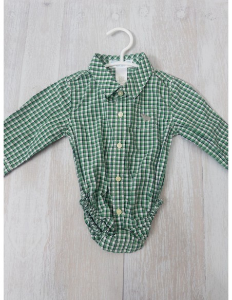 camisa body cuadros verdes con azul oscuro