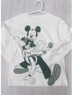 tshirt manga larga blanca con print de mickey