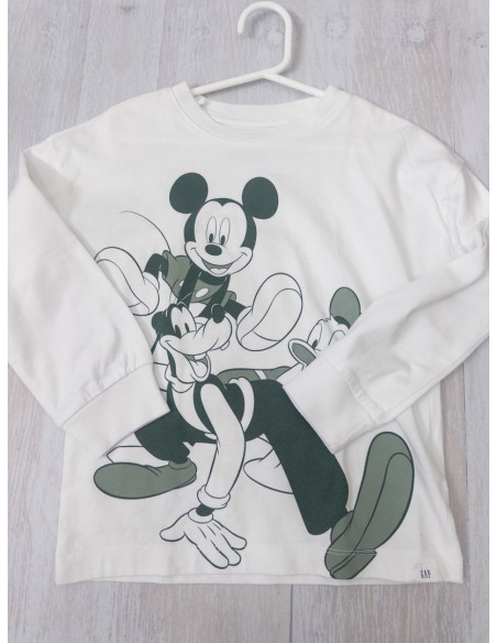 tshirt manga larga blanca con print de mickey