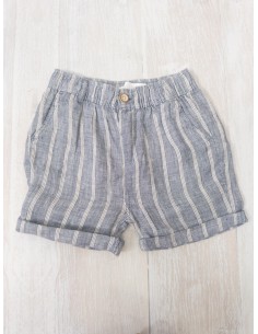 short celeste con rayitas beige