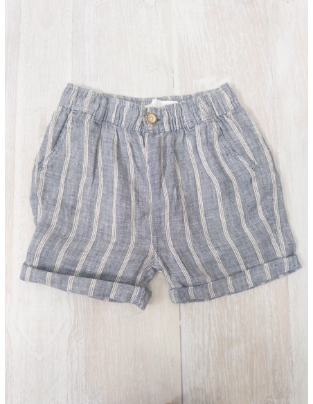 short celeste con rayitas beige