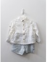 set camisa lino blanca y short celeste