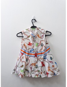 set blusa y short blanco con  caballitos de mar