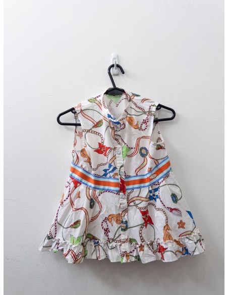 set blusa y short blanco con  caballitos de mar