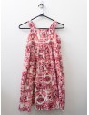vestido beige con dibujos fucsias