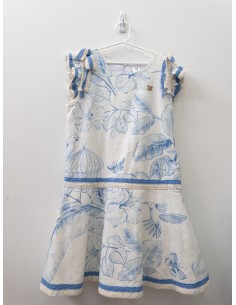 vestido blanco conflores azules