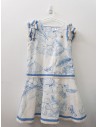 vestido blanco conflores azules