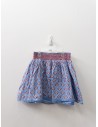 falda azul con print beige con coral