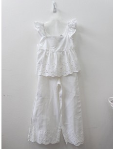 set lino blanco pantalon y top