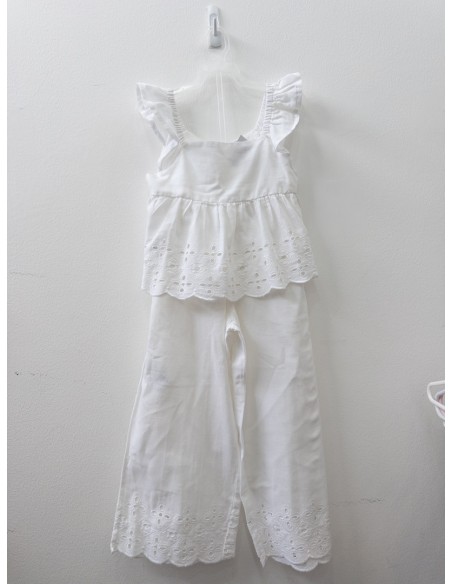 set lino blanco pantalon y top