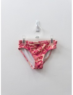 bikini top largo y calzon coral con flores fucsias 2