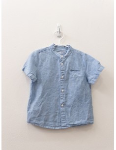 camisa lino celeste