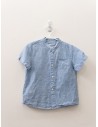 camisa lino celeste