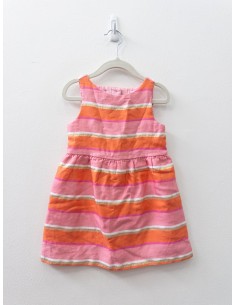 vestido rayas naranjas rosadas y doradas