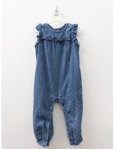 enterizo denim con puntitos blancos