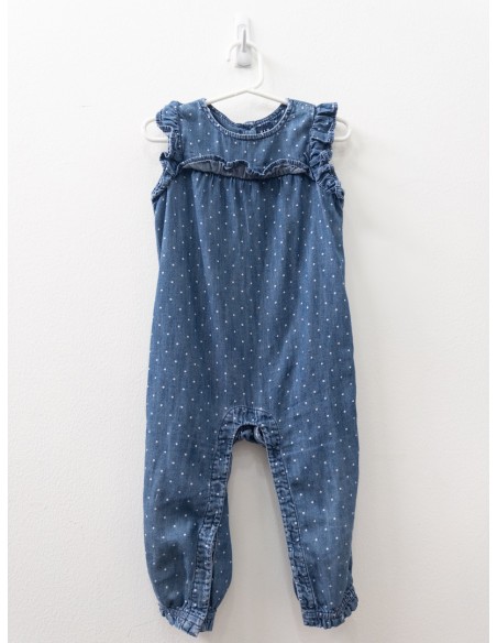 enterizo denim con puntitos blancos