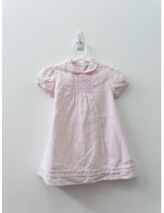 vestido lino rosado con nido de abeja en pecho