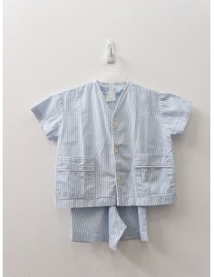 set camisa y short rayas celestes y blancas