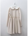vestido blanco con dorado cinturos dorado y cuello blanco