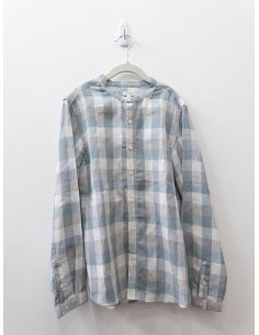 camisa cuadros turquesas con blanco