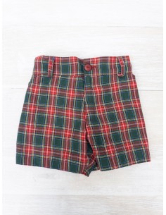 short cuadros rojos y verdes