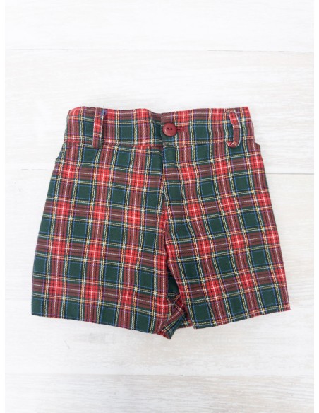 short cuadros rojos y verdes